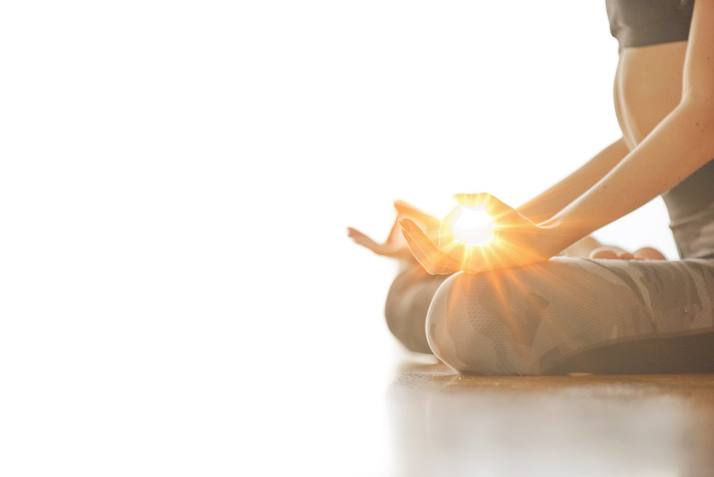 Woman doing mudra during yoga flow